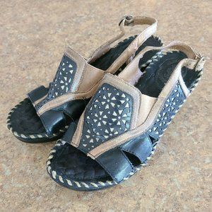 Ariat 'Del Rey' Slingback Sandals Womens Size 8.5 Brown Leather Black Espresso